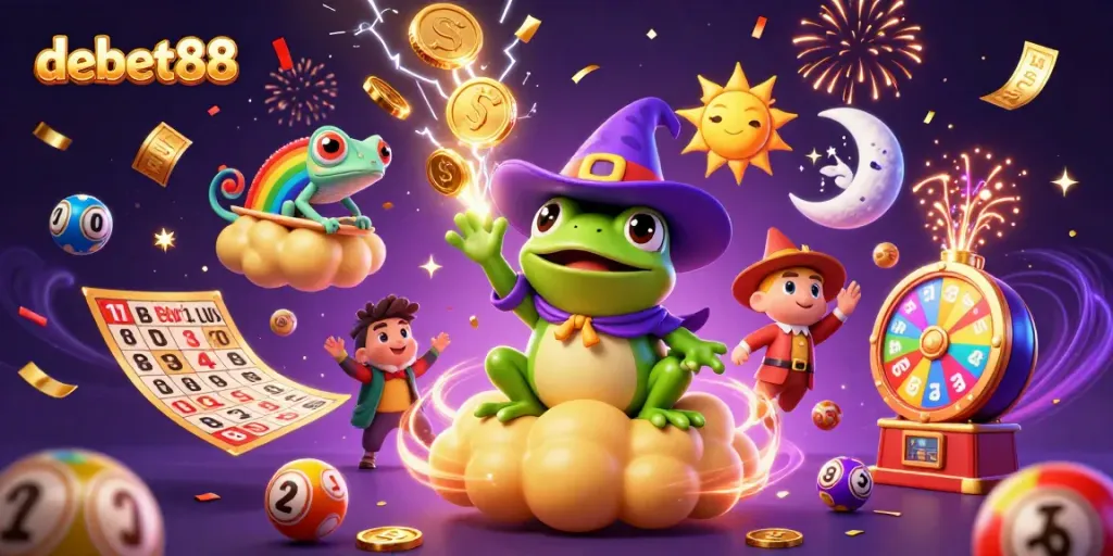 Experience debet88 with a storm of golden coins and vibrant casino elements in this dynamic scene.